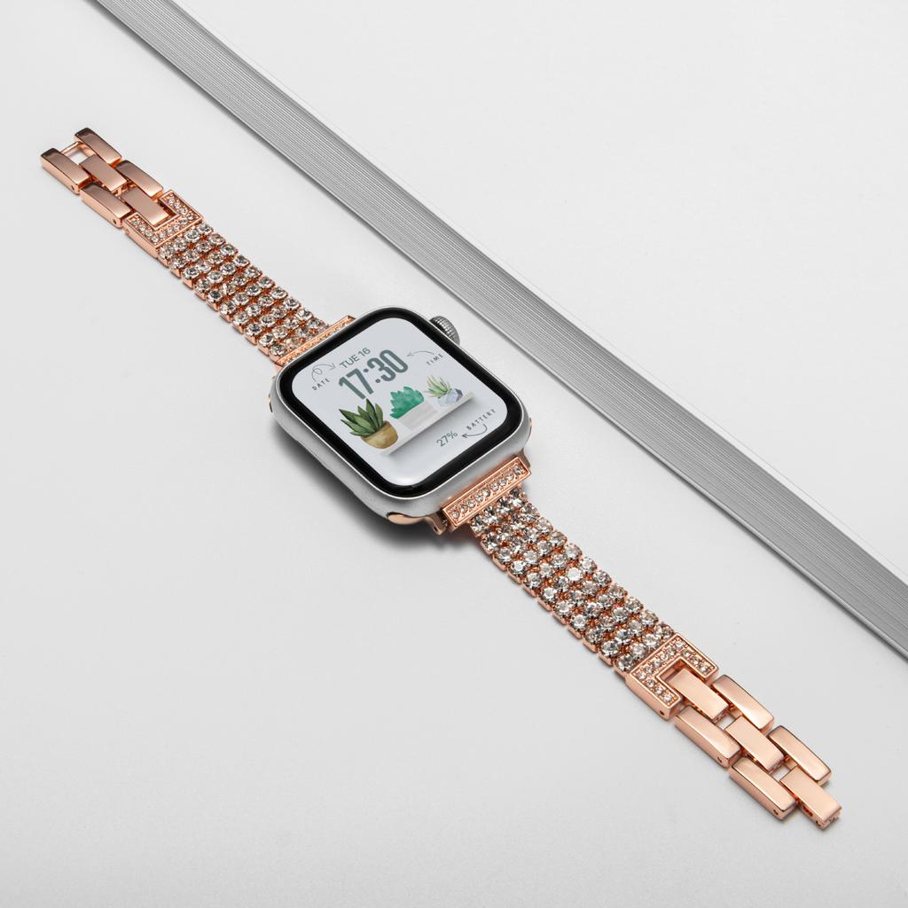 Бриллиантовый тонкий ремешок для Iwatch Ultra 3/2 49мм 44 45 38 31 40 46мм Блестящий женский ремешок для Apple Watch Series 11 10 9 8 7 6 5 4 se3
