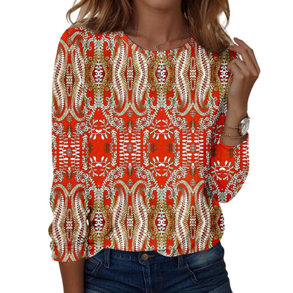 Рубашки с длинным рукавом для женщин, милые футболки с графическим принтом, блузки, повседневные базовые топы больших размеров, пуловеры