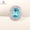 Gorgeous Women Wedding Ring With Oval Blue Gemstone Female Accessories Party Elegant Design Fashion Jewelry