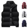Men Winter Waistcoat Thick Padded Windproof Sleeveless Stand Collar Neck Protection Zipper Pockets Cardigan Solid Color Wintwer Outdoor Outerwear
