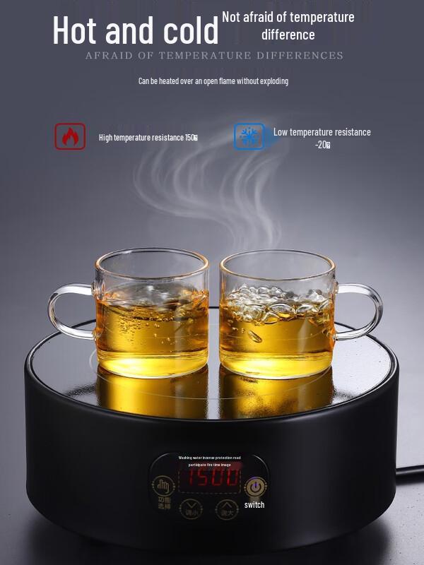 Transparent Glass Teacup Set with Rack