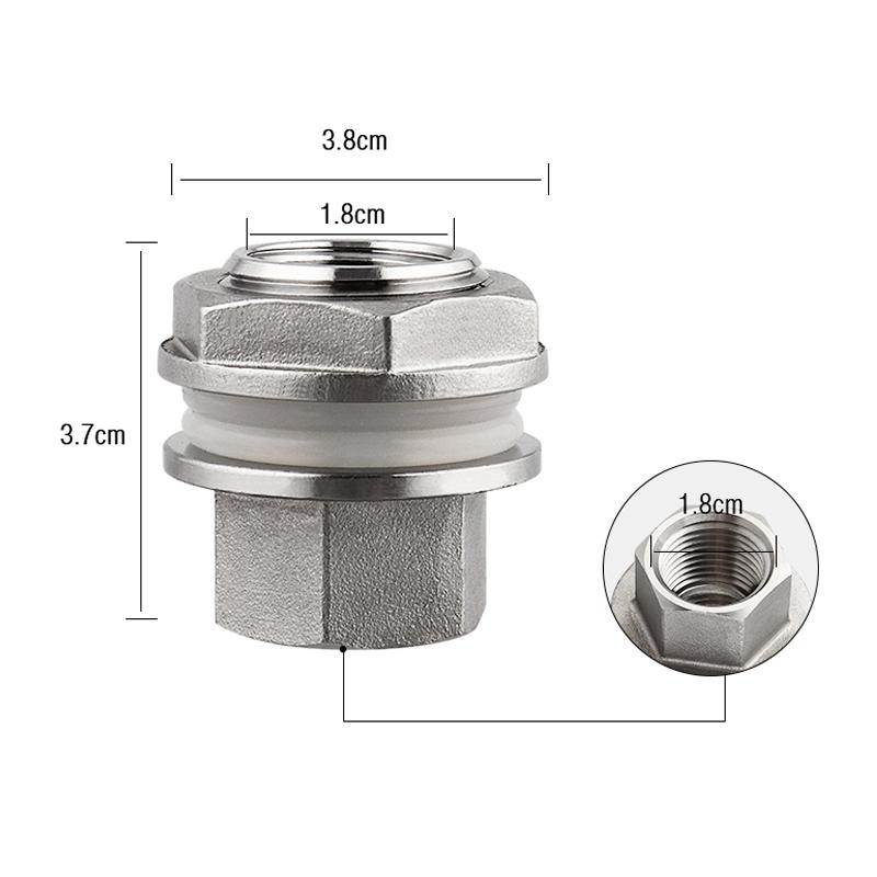 Weldless Bulkhead,1/2'' Compact Home Brew Kettle Weldless Fittings Stainless Construction & Food Grade Silicone Gasket Valve