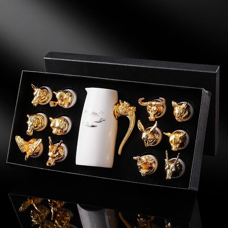 Набор бокалов для вина по знаку зодиака, чарка для байцзю, один бокал, прочное стекло, винный бокал, хрустальный бокал, маленький винный бокал, 1 два бокала можно