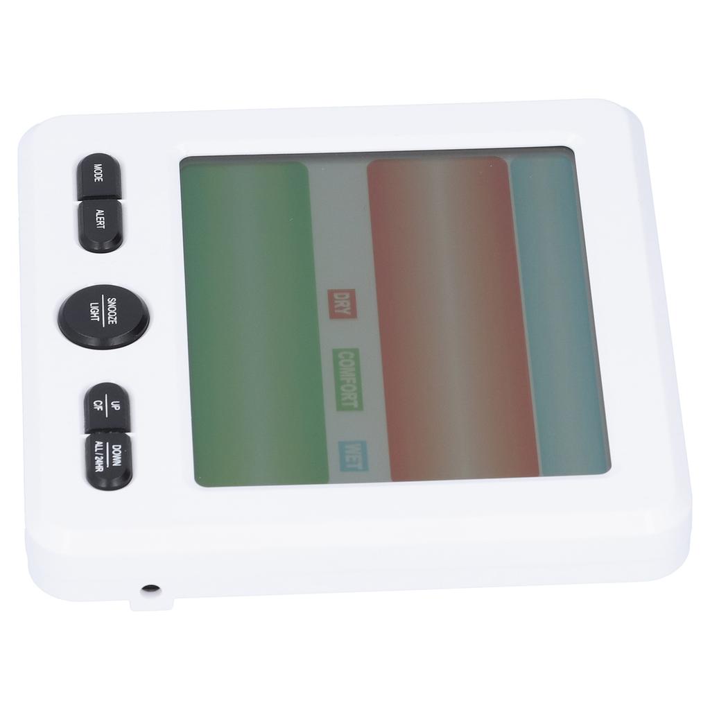 Электронный будильник с ЖК-дисплеем, мониторинг температуры и влажности, для использования в помещении, белый