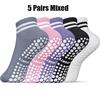 5 пар женских носков для йоги с двойными полосками, нескользящие носки для пилатеса, йоги, захвата, женские спортивные короткие носки для тренировок в спортзале