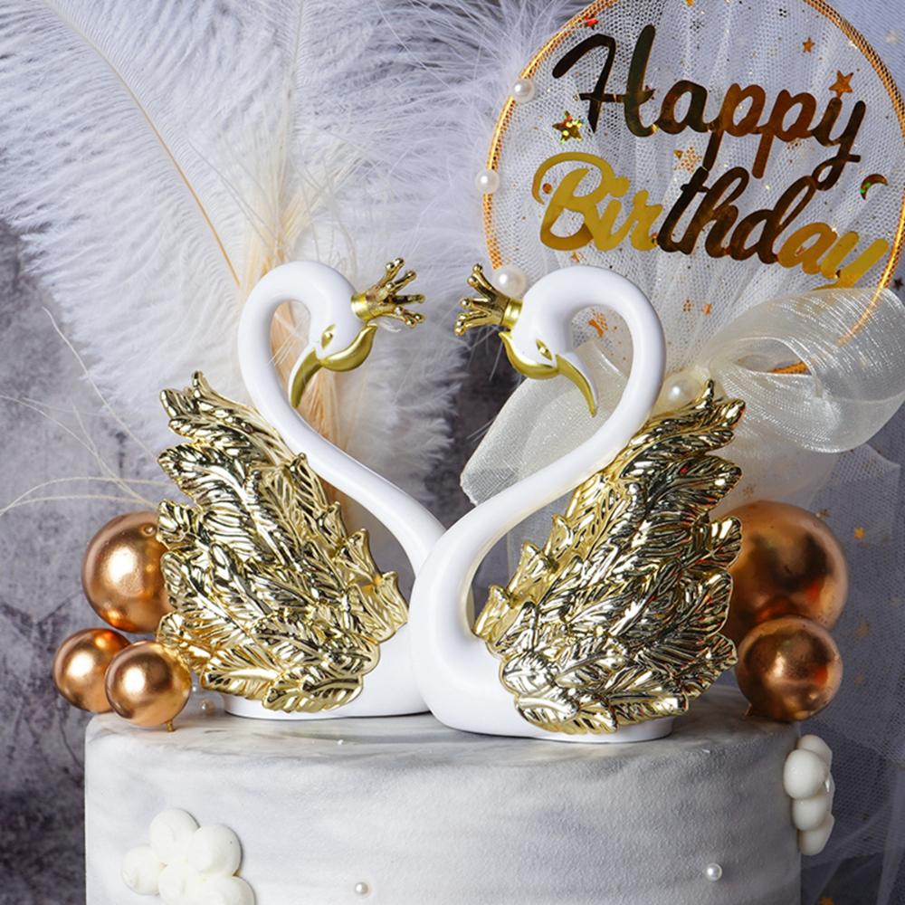 Baking Decoration Table Decorative Anniversary Ornament Cake Topper Swan Figurine Miniatures