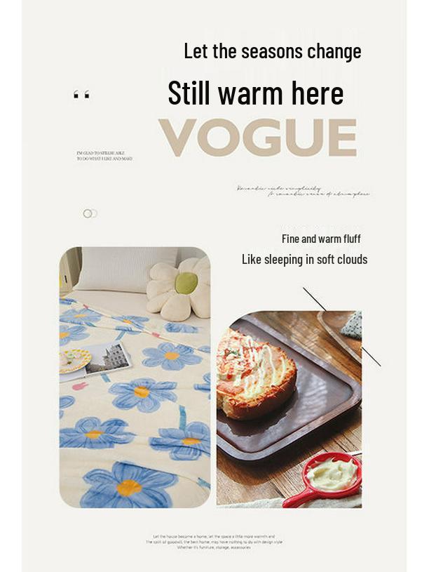 Flannel Insulated Air Conditioning Blanket for Dormitory, Single, and Double Beds
