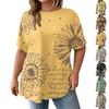 Модная женская повседневная футболка больших размеров с коротким рукавом и круглым вырезом с цветочным принтом и карманами