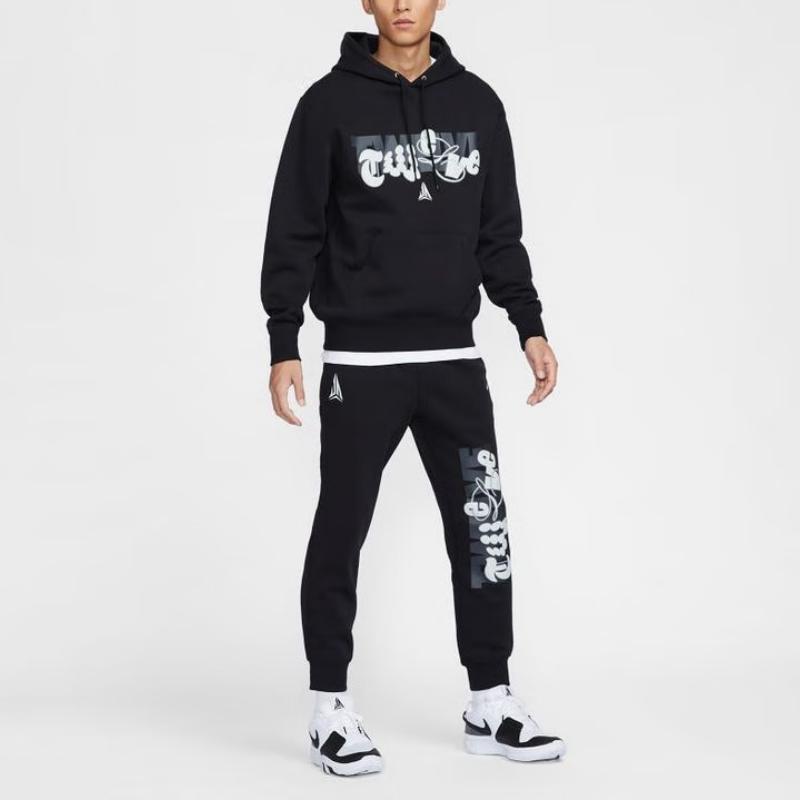 Nike Узор Логотипа Повседневные Спортивные Штаны Средней Посадки Мужские штаны Черные FZ1041010
