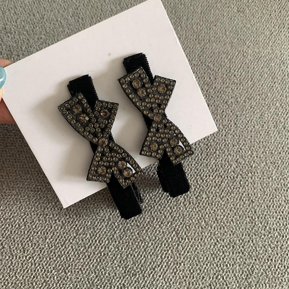 New 5 pcs Cute Toddler Hair Clips Black Bow Diamond Slip Hair Pins Accessories Barrettes for Girls Kids Hairstyle DIY Decoration