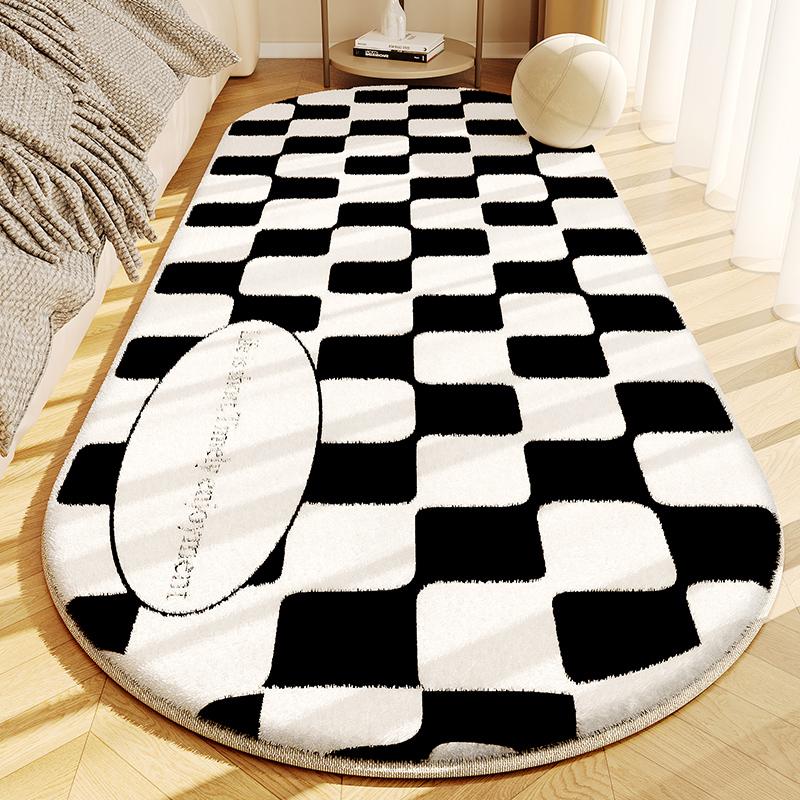 Modern Plaid Design Imitation Cashmere Rug Living Room Sofa Bedroom Rug Bedside Rug Soft and comfortable
