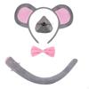 Mouse Costume Kids Animal Ears and Tail Boys Girls Cosplay Hairband with Nose Bowtie for Carnival