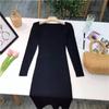 Утепленные теплые трикотажные платья с квадратным вырезом в рубчик, женское эластичное базовое облегающее платье с длинными рукавами, уличная одежда, Vestidos C-121
