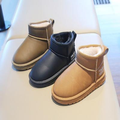 Новые зимние плюшевые короткие сапоги для девочек, толстые хлопковые сапоги для мальчиков