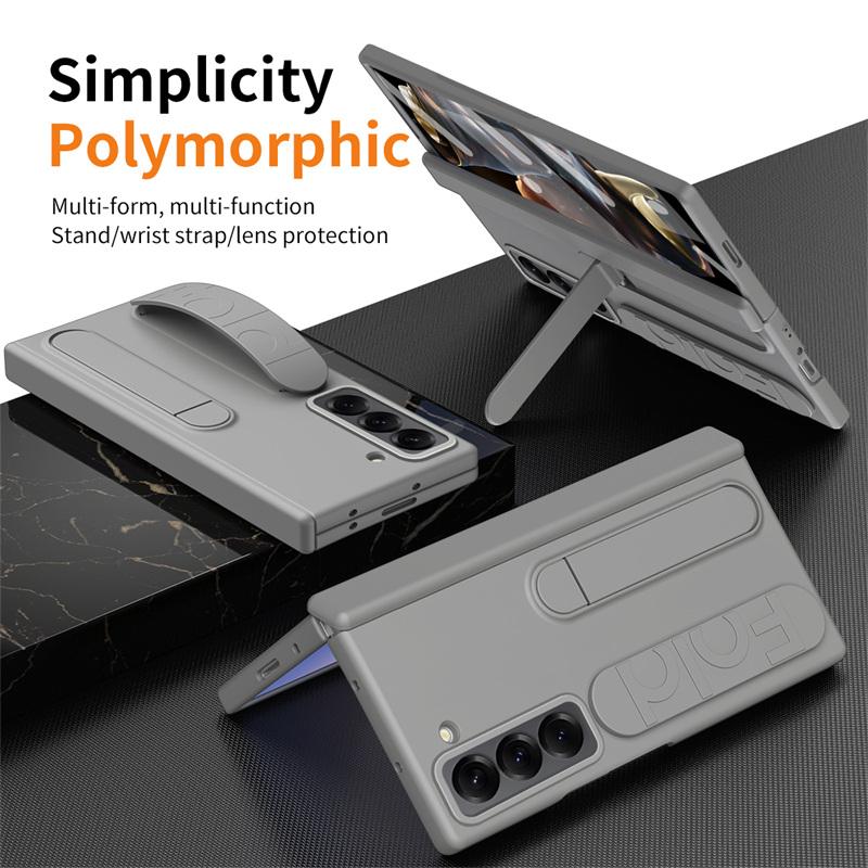 Hinge Elastic Wristband Stand Pen Slot Case for Samsung Z Fold Special / W25 / Z Fold 8 7 / Z Fold8 Ultra Tempered Glass Sytlus