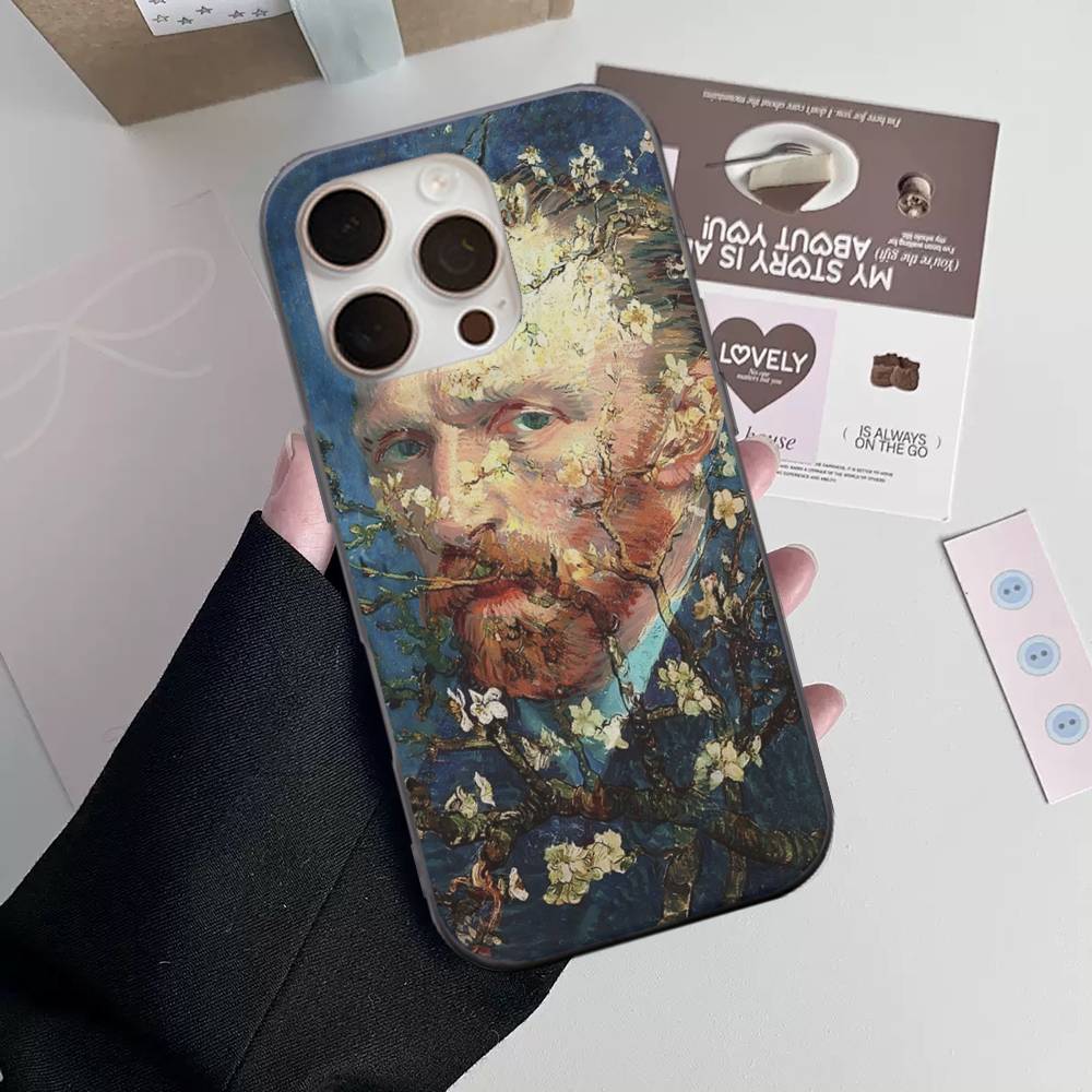 Чехол для телефона с картиной Ван Гога маслом Для IPhone 16 15 17 Pro 11 12 13 14 Pro Max Plus Мягкий Силиконовый Чехол-Ракушка с Волнистым Рисунком
