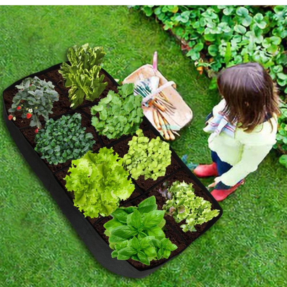 Fabric Planters Container Garden Bed Planting Nursery Pot Felt Grow Bag Flower Plant Pot Rectangle