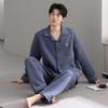 Пижама мужская осенне-зимняя утолщенная из чистого хлопка с длинным рукавом, с хлопковой прослойкой, домашняя одежда, зимний теплый хлопковый комплект большого размера