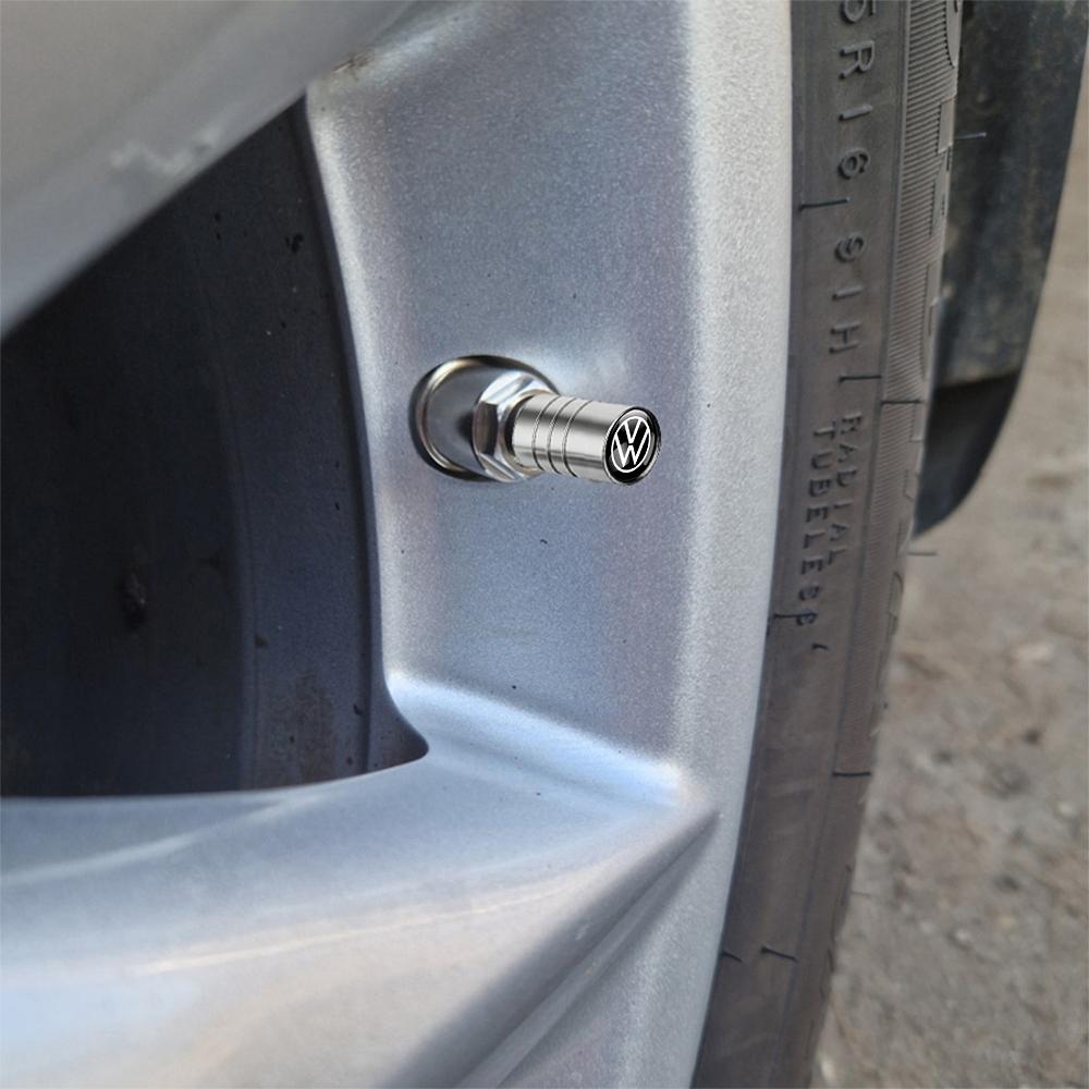 4PCS Car Wheel Tire Valve Stem Caps Metal valve Accessories Auto Cover for Volkswagen VW R Line R32 Touareg Passat Polo 4 Motion zq3
