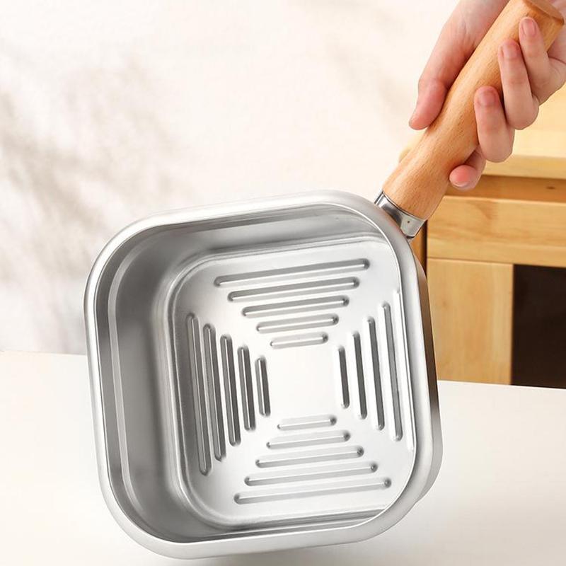 Кастрюля для фритюра из нержавеющей стали Сковорода Экономичная квадратная глубокая сковорода-фритюрница с корзиной и ручкой Универсальная фритюрница с крышкой