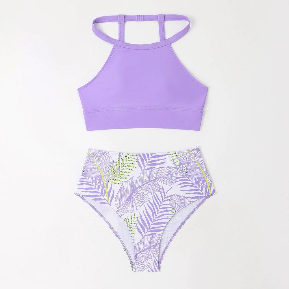 New sexy printed high-waisted split bikini women's swimsuit