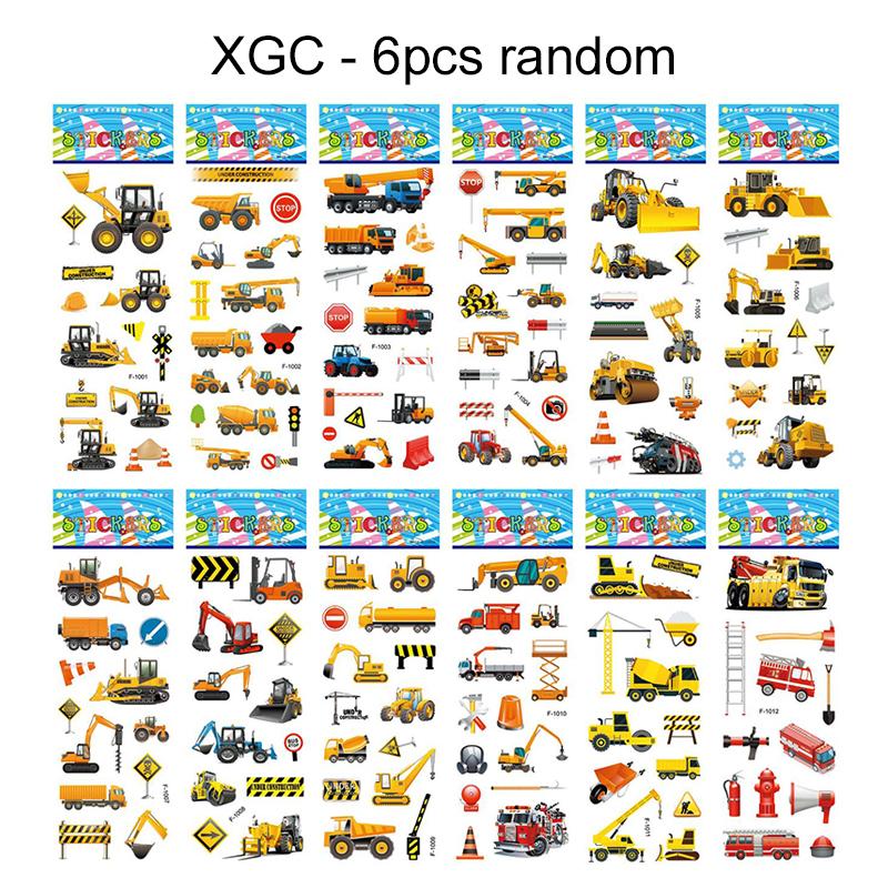 6/12pcs 3D Bubble Stickers Cartoon Engineering Vehicle Various Styles Reusable Children Sticker Toys Birthday Gift for Boys TMZ