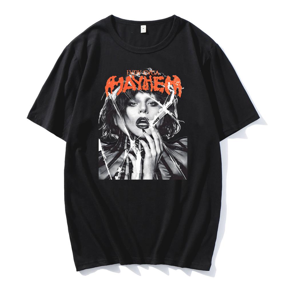 Футболки Lady Gaga Mayhem Унисекс Высокое Качество Хип-Хоп Хлопковые Футболки Мода Унисекс Эстетика Ретро Футболки Летняя Новая Одежда