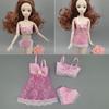 6 компл./лот модные платья для кукол Барби, одежда, пижамы, нижнее белье, ночная рубашка, кружевное ночное платье + бюстгальтер + нижнее белье, аксессуары для кукол