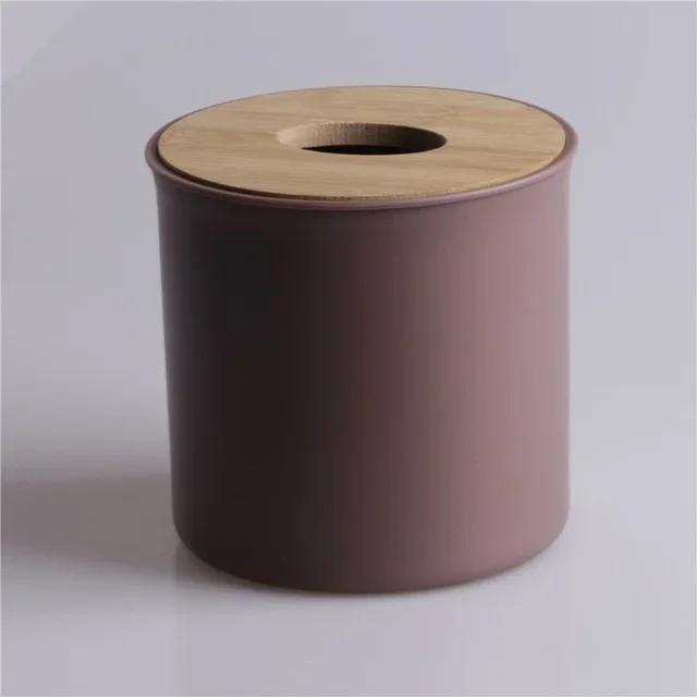 Round Tissue Box Plastic Paper Holder Roll Napkin Storage Household Hotel Car Paper Holder Desk Solid ColorToilet Paper Boxs