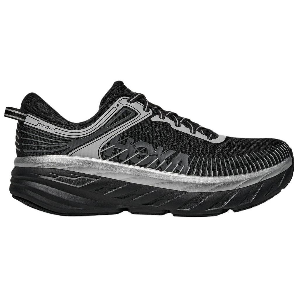 HOKA One One Мужские беговые кроссовки Bondi 7 Черно-серебристые 1110518-BKSTR
