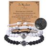 100 Languages 'I Love You' Projection Bracelet with Natural Frosted Stone & White Turquoise for Couples