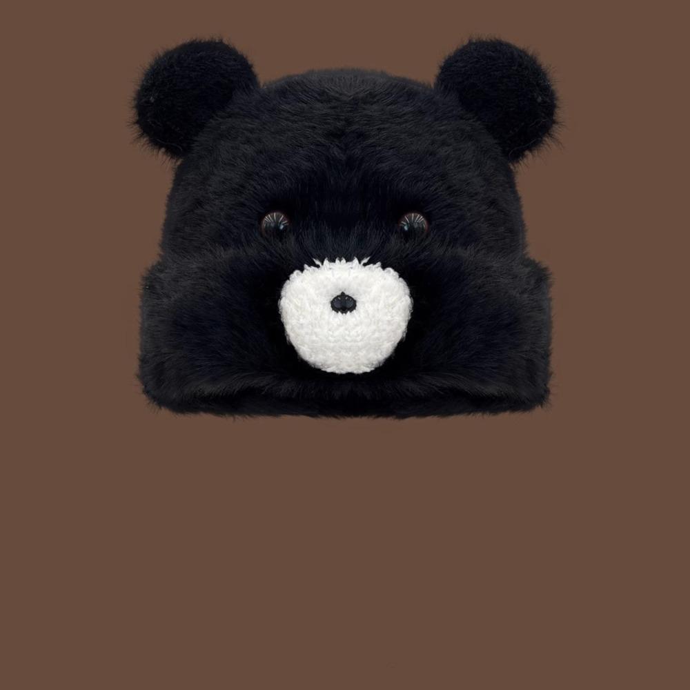 Korean Cute Bear Ear Hat Warm Women Fluffy Hat Fashion Pompom Beanie Cap Girls