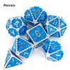7 Pcs Blue White Dragon Metal Dice Solid Metal Polyhedral Dice Set Suitable for Role-Playing RPG  Board Game Card Game