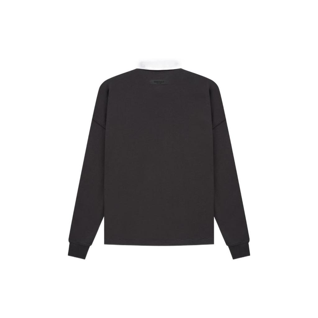 Fear of God Essentials Коллекция 1977 SS22 Поло с длинным рукавом с принтом регби Мужские Топы Железно-Черный FOG-SS22-123