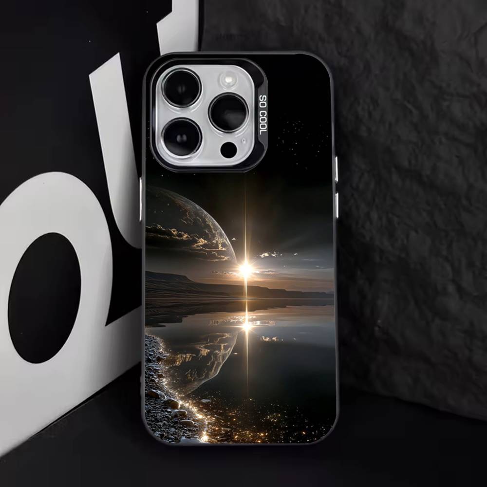 Moon Galaxy Universe Cool For iPhone 17,16,15,14,13,12,11,Pro,Max,Plus,E,Air,Mini Anti Fall Black Matte Hard Bumper Phone Case