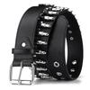 Rivet Hollow Bullet Decoration Belt  Ladies Leather Studded Gift Man'S Goth Rock Wild Adjustable Women Punk Black Belt