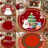 60/80CM Santa Claus Round Christmas Rug Anti-Slip Xmas Floor Mat for Bedroom Living Room