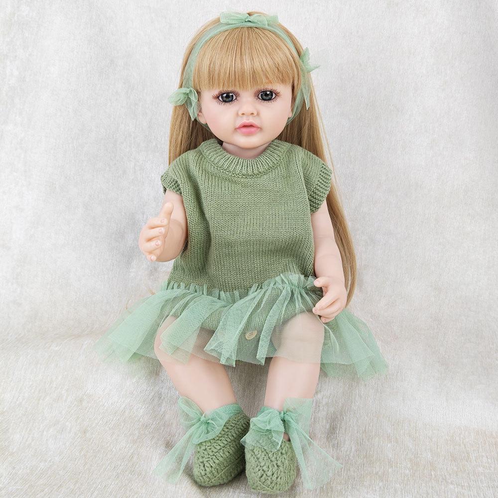 55 см реалистичное полностью силиконовое тело новорожденного ребенка со светлыми волосами, кукла-девочка, живая 22-дюймовая новорожденная Bebe, милый подарок на день рождения для ребенка