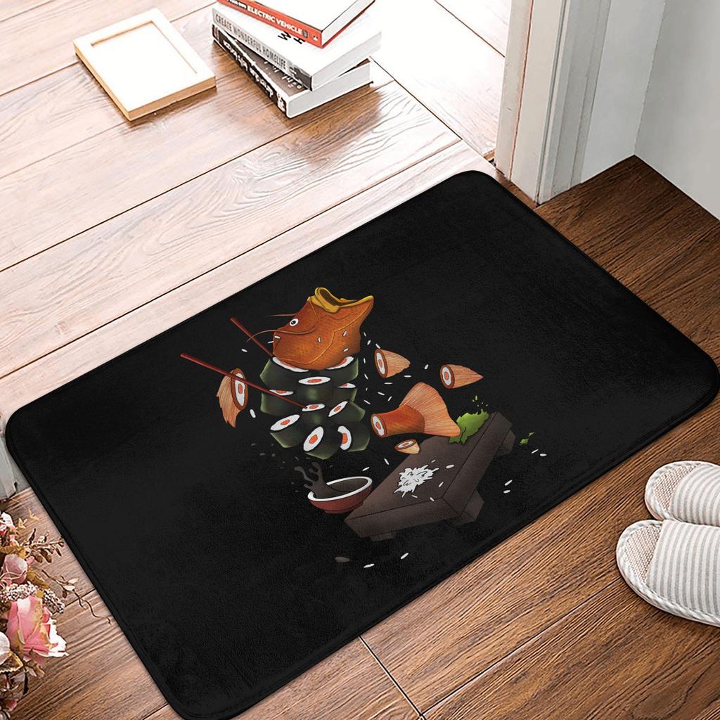 Funny Sushi Fish Doormat Mat Anti-Slip Japan Food Kitchen Bath Garden Rug Carpet 40*60cm