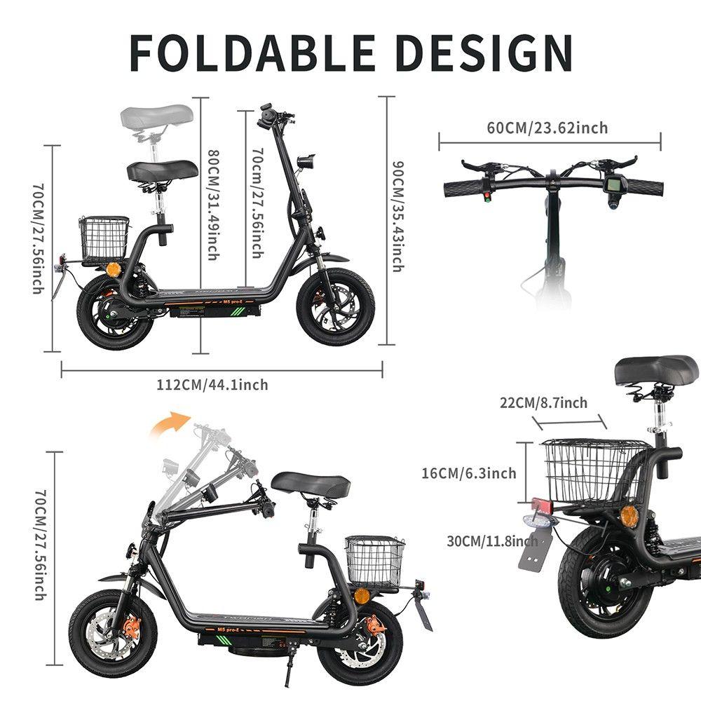 Electric Scooter Twofish M5 Pro 500W Motor Dual Disc Brakes 12" Tire With EEC Certification E-Scooter 48V 13Ah Max Range 30Km