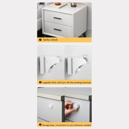 Child Safety Magnetic Drawer No Drilling Easy Installation Invisible Design Secure Drawer Lock Invisible Baby