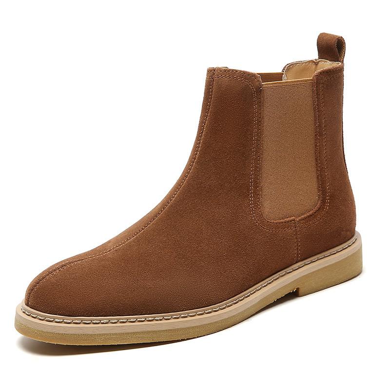 Luxury Brand Cow Suede Leather Chelsea Boots Men Shoes 2022 Newest Winter Business Casual Ankle Boots For Men Fashion Dress Shoes