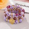 4Pcs Boho Crystal Beads Chain Bracelet Set For Women Vintage Heart Charm Elastic Bangle Men Fashion Party Jewelry