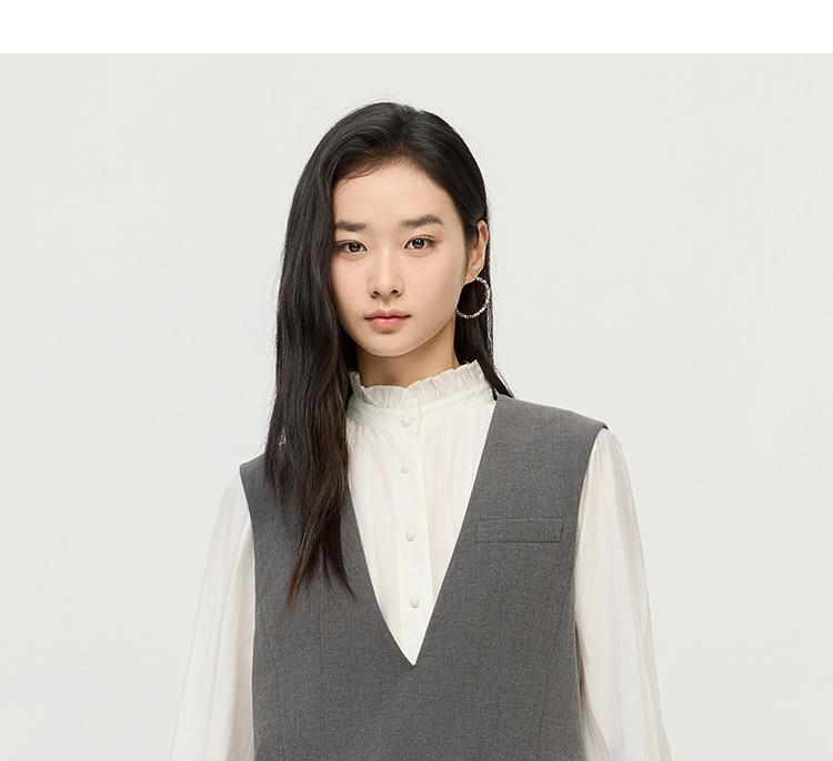 [Same as in the mall] Simple and fashionable loose dress with sleeveless double pocket design, elegant and versatile solid color short skirt