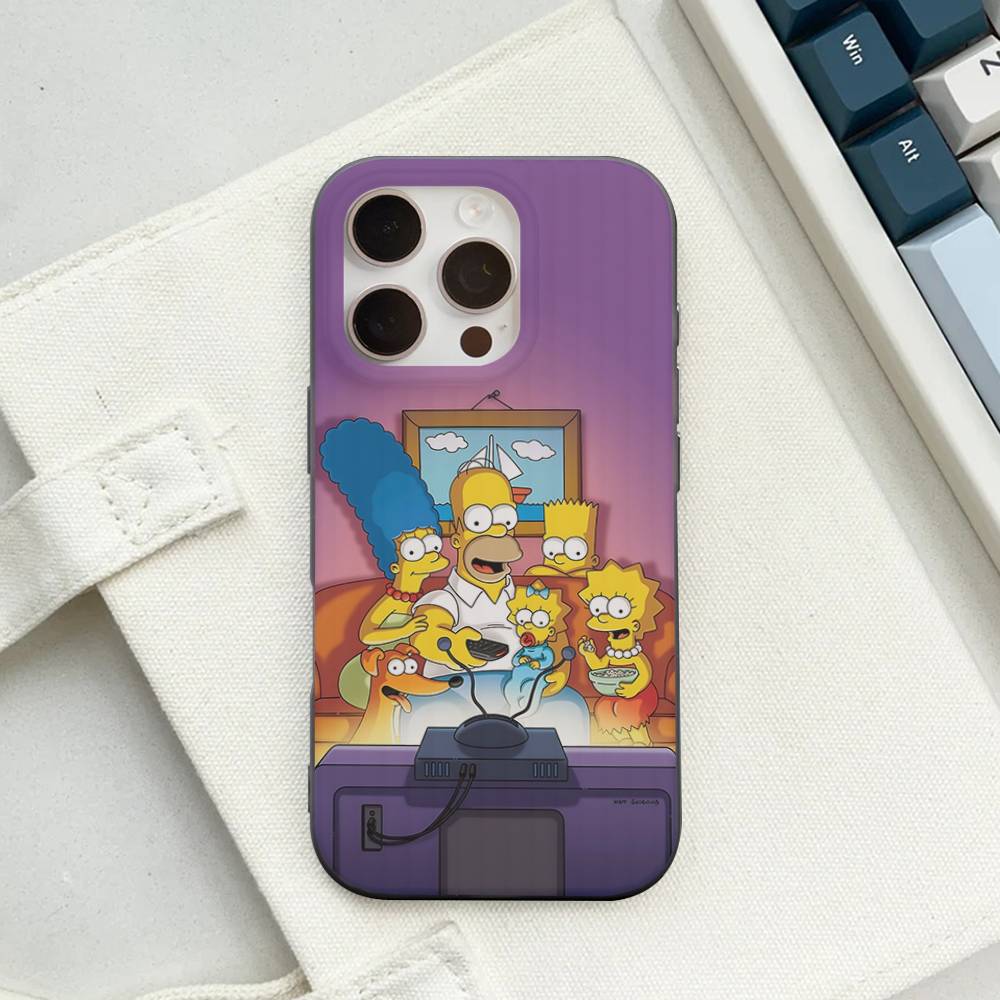 Смешной мультяшный S-Симпсоны для iPhone 16 15 14 13 12 11 17 Pro Max Plus Волновой гофрированный чехол для телефона Защитная крышка от падения