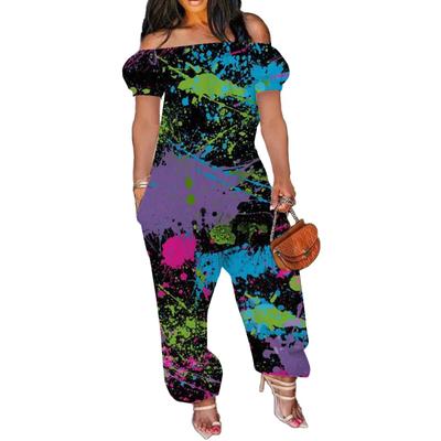 Женские повседневные эластичные однолинейные карманы на плечах больших размеров, комбинезоны с короткими рукавами и принтом, широкие шорты, комбинезоны (S-4XL)