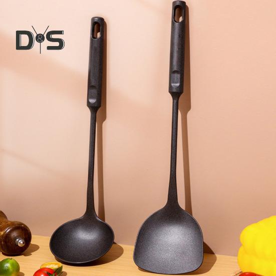 Набор из лопатки и половника для вока, удлиненная ручка, ложка для супа с гладкими краями, не царапающая кухонная утварь