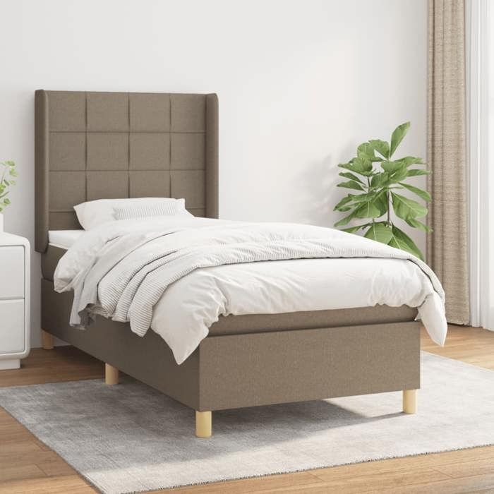 Maison Exclusive - Sommier à lattes de lit avec matelas Taupe 100x200 cm Tissu