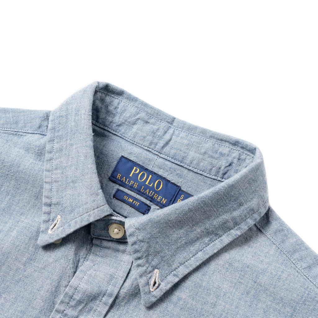 Polo Ralph Lauren FW21 Вышитый логотип Slim Fit Рубашка с длинным рукавом Мужские рубашки Синий 710548538-001