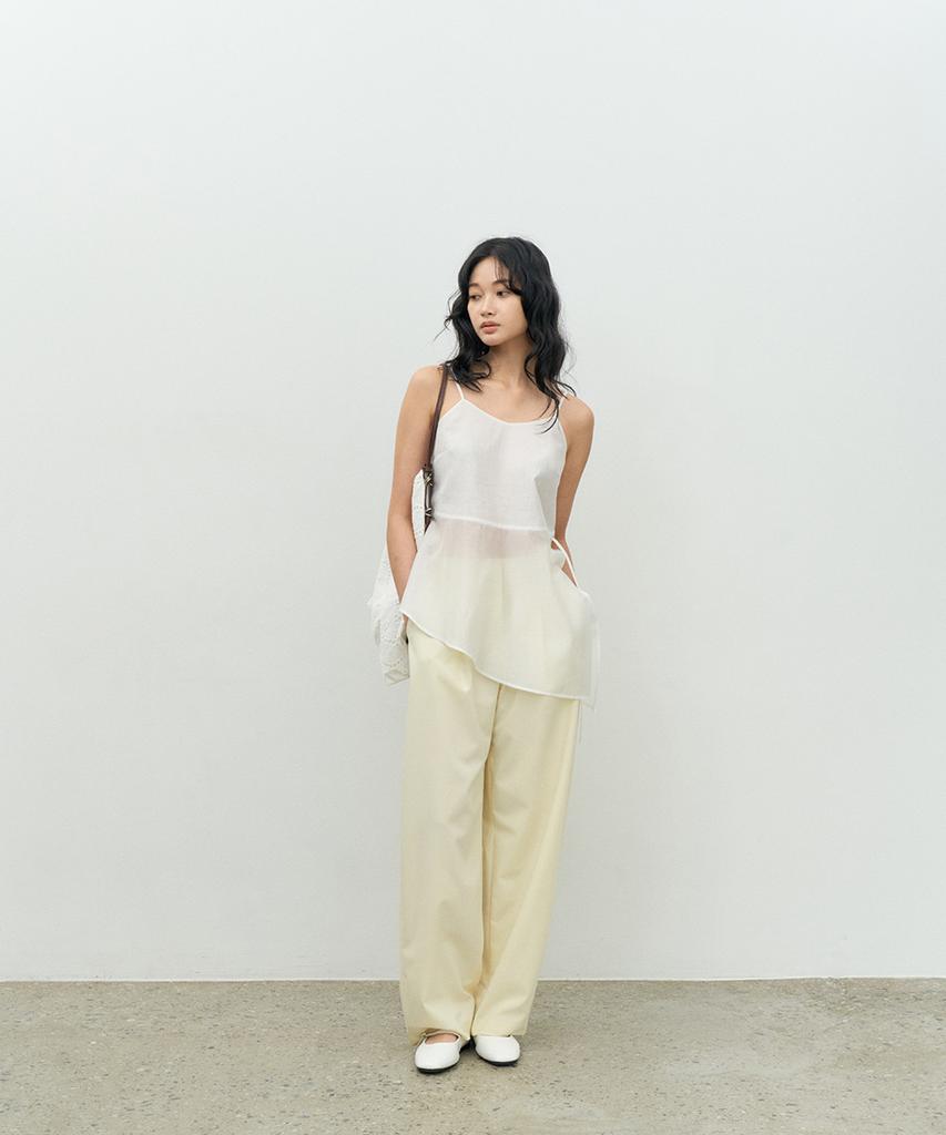 MAKE A TOAST Double-Pleated Curve Pants Light Yellow Mbespa002Ly